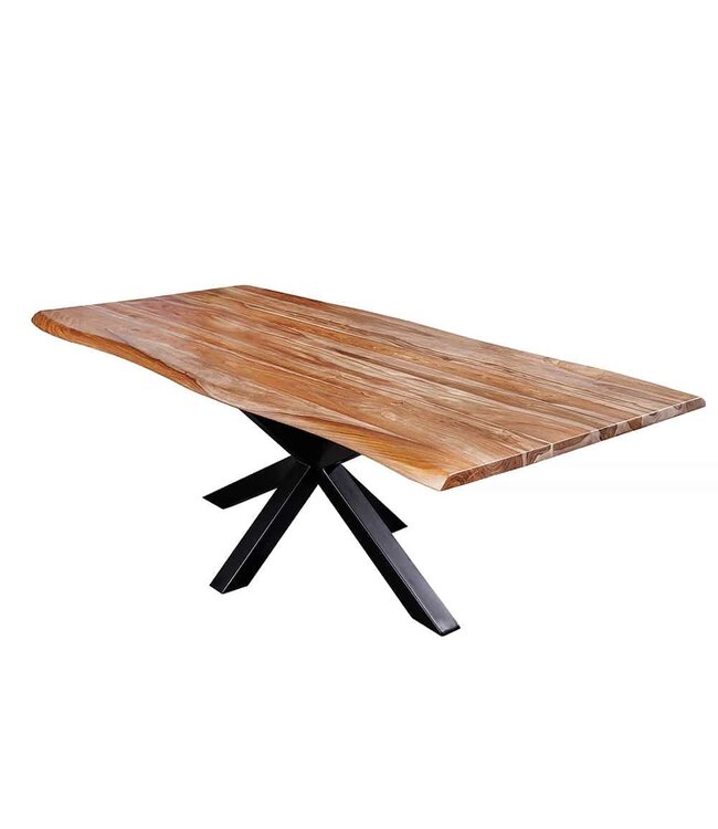 Invicta Interior Massief houten eettafel MAMMUT 200cm Sheesham zwart frame 3,5cm tafelblad boomrand - 43700