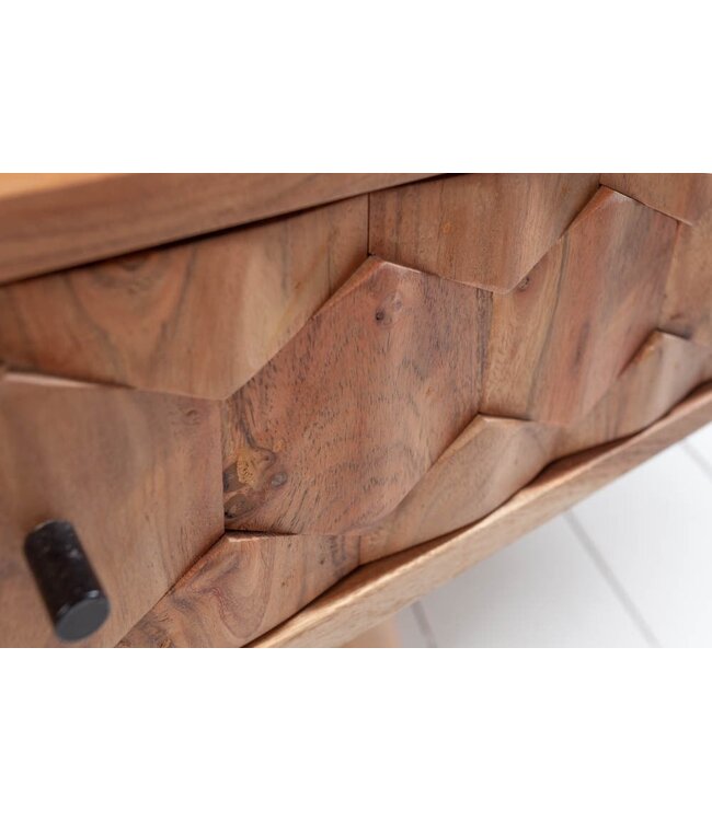 Invicta Interior Massief houten salontafel MYSTIC LIVING 100cm naturel acacia met opbergruimte lades opbergvak - 43714