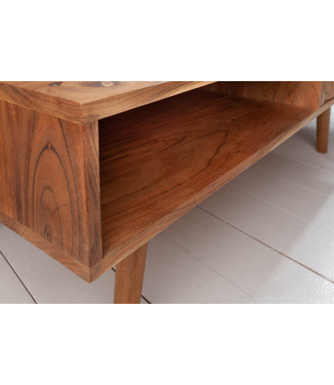 Invicta Interior Massief houten salontafel MYSTIC LIVING 100cm naturel acacia met opbergruimte lades opbergvak - 43714