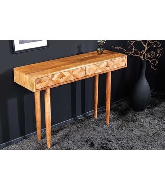 Invicta Interior Massief houten consoletafel ALPINE 105 cm bureau met lades en natuurlijke acaciahoningafwerking - 43735