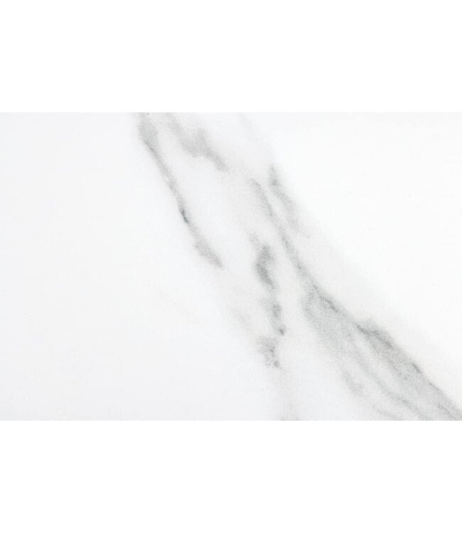 Invicta Interior Uitschuifbare eettafel ALPINE 160-200cm wit keramiek marmer zwart metalen frame - 43844