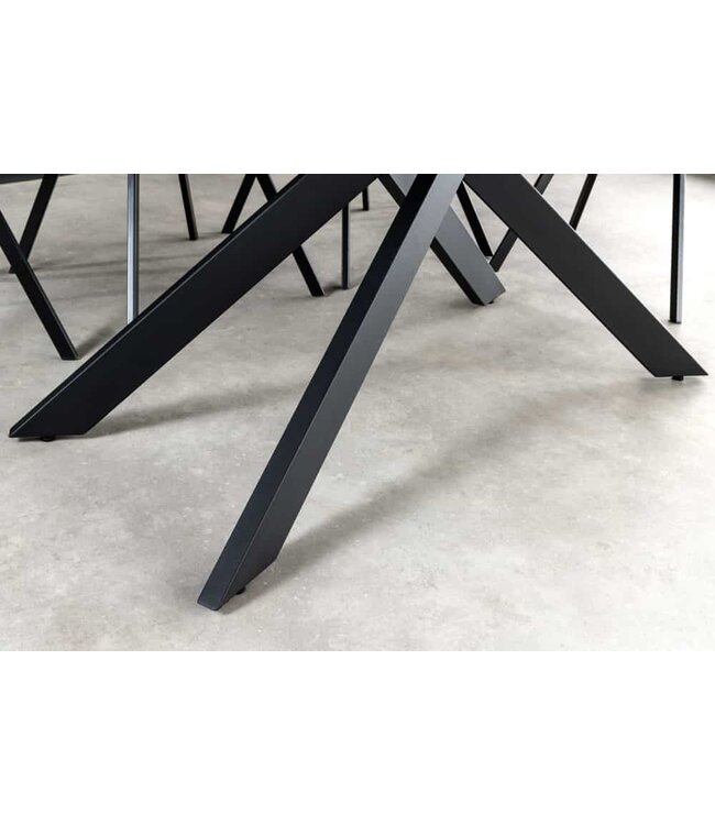 Invicta Interior Uitschuifbare eettafel ALPINE 160-200cm wit keramiek marmer zwart metalen frame - 43844