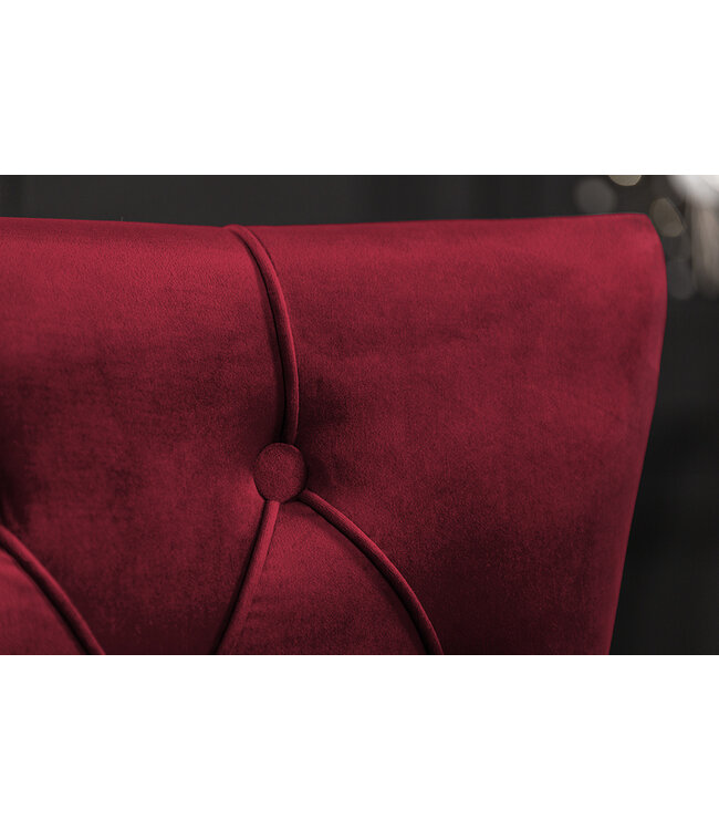 Invicta Interior Barokstoel CASTLE DELUXE rood fluwelen leeuwenkop Chesterfield design eetkamerstoel klinknagels - 40472