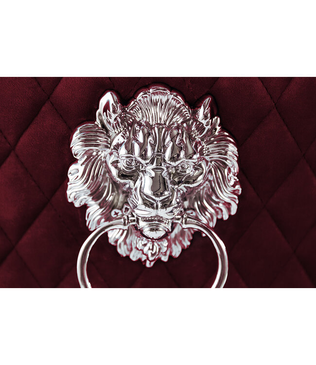 Invicta Interior Barokstoel CASTLE DELUXE rood fluwelen leeuwenkop Chesterfield design eetkamerstoel klinknagels - 40472