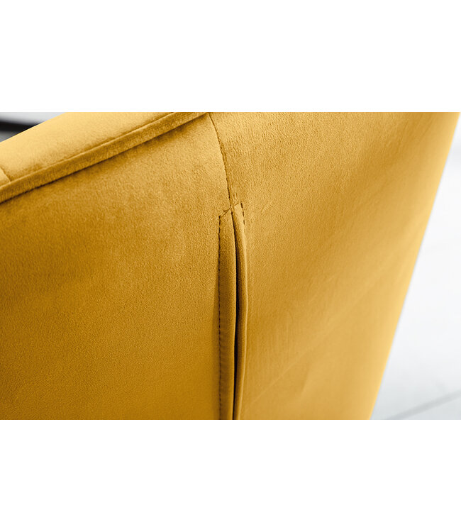 Invicta Interior Exclusief design stoel LOFT fluweel mosterdgeel met armleuning - 42474