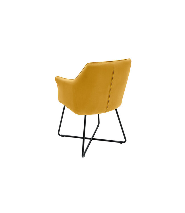 Invicta Interior Exclusief design stoel LOFT fluweel mosterdgeel met armleuning - 42474