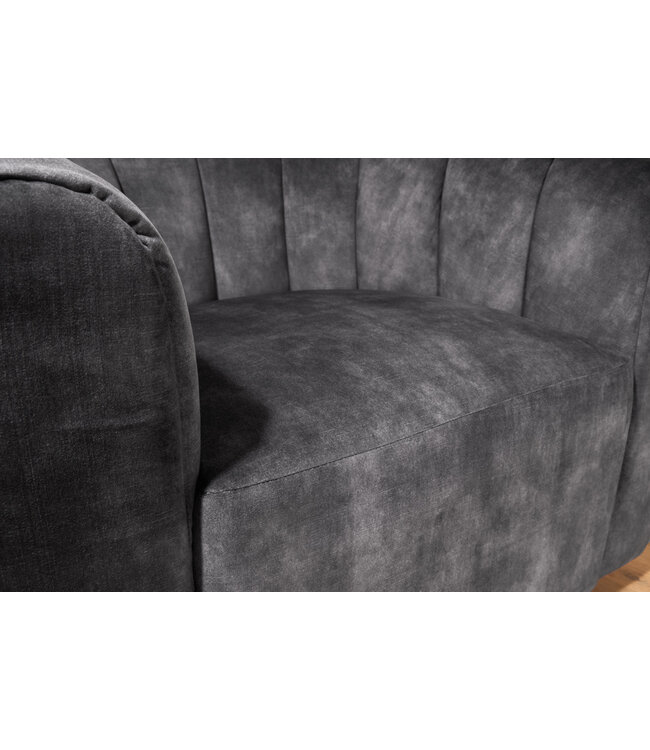 Invicta Interior Draaibare design fauteuil BABYLON donkergrijs fluwelen lounge cocktailstoel - 43528