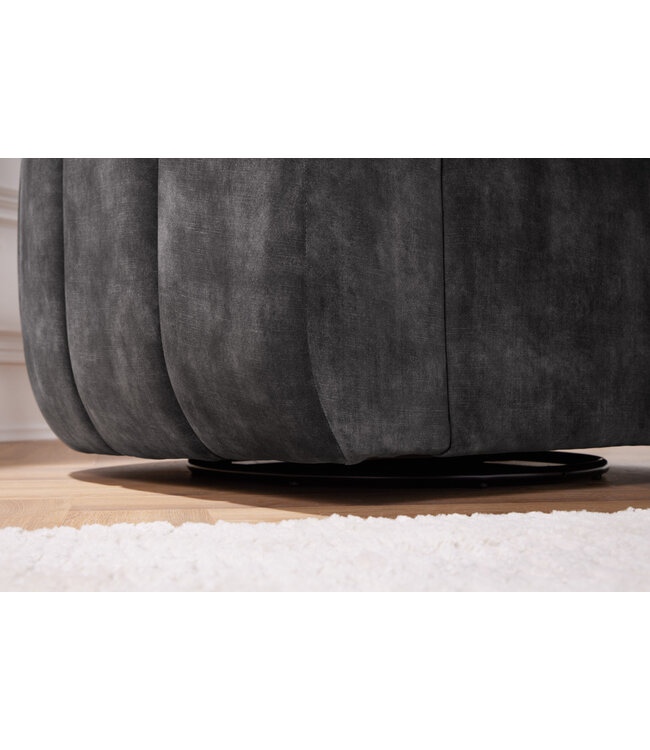 Invicta Interior Draaibare design fauteuil BABYLON donkergrijs fluwelen lounge cocktailstoel - 43528