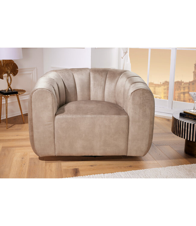 Invicta Interior Draaibare design fauteuil BABYLON champagne fluwelen lounge cocktailstoel - 43529