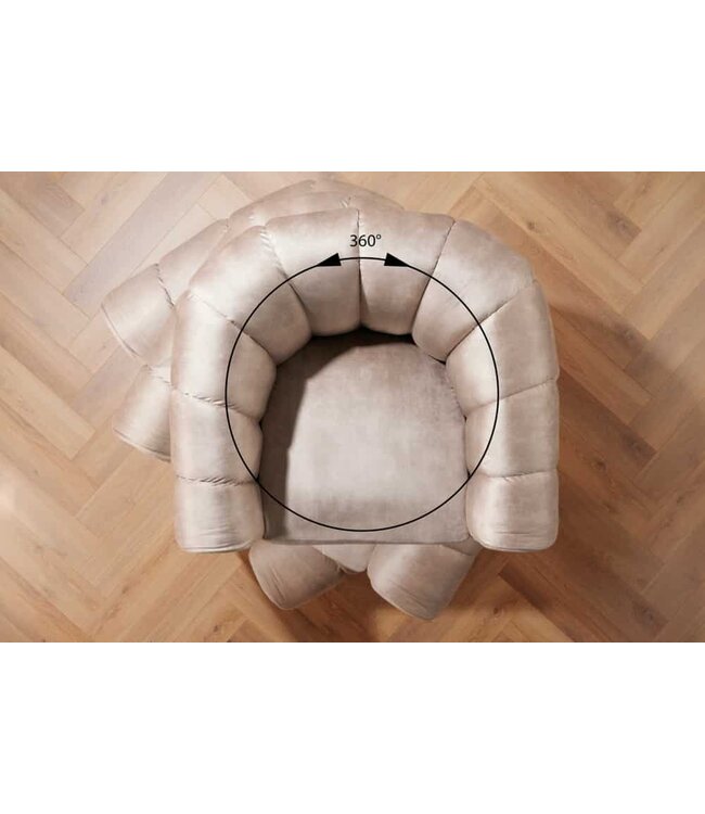 Invicta Interior Draaibare design fauteuil BABYLON champagne fluwelen lounge cocktailstoel - 43529