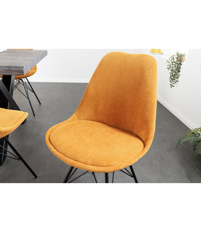 Invicta Interior Design stoel SCANDINAVIA MEESTERSTUK mosterdgeel koord zwart metalen poten - 43697