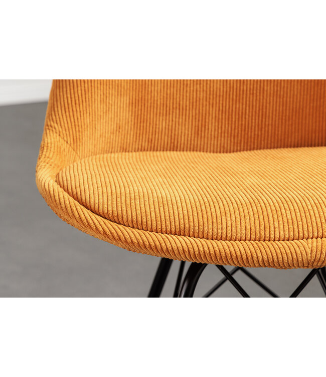 Invicta Interior Design stoel SCANDINAVIA MEESTERSTUK mosterdgeel koord zwart metalen poten - 43697