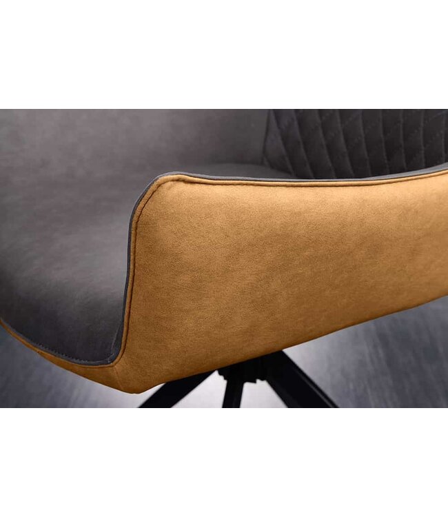 Invicta Interior Draaibare design stoel ALPINE grijsbruin zwart metalen poten armleuningen - 43718