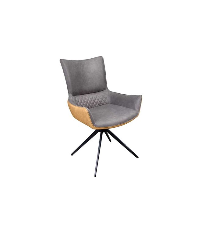 Invicta Interior Draaibare design stoel ALPINE grijsbruin zwart metalen poten armleuningen - 43718