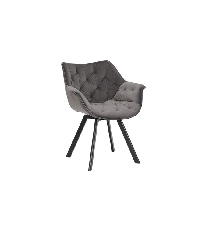 Invicta Interior Bureaustoel THE DUTCH COMFORT grijs fluweel met armleuningen Modern Design - 44065