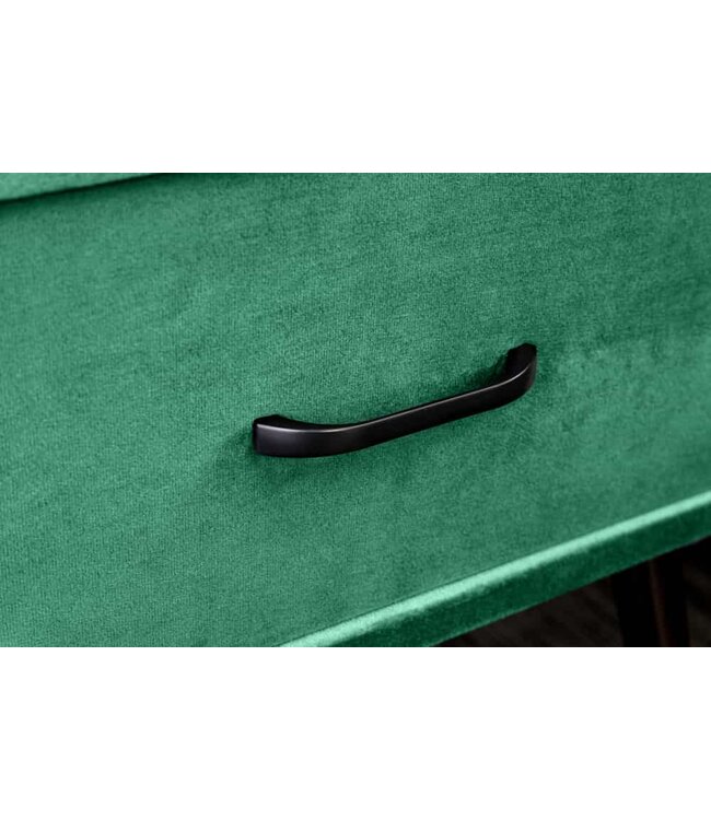 Invicta Interior Retro nachtkastje SIXTIES 50cm bosgroen zwart/bruin fluwelen lade - 41019