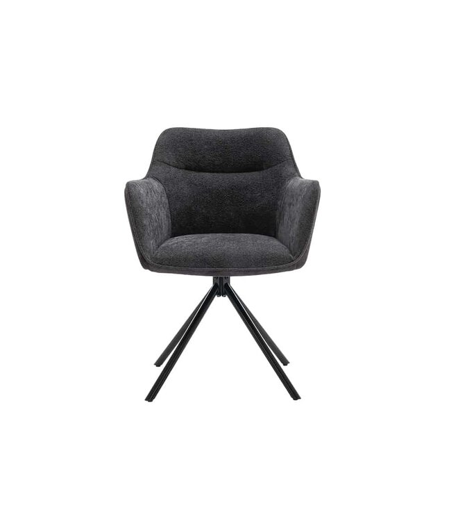 Invicta Interior Bureaustoel VERONA donkergrijs fluweel structuurstof met armleuning zwart metalen poten - 44155