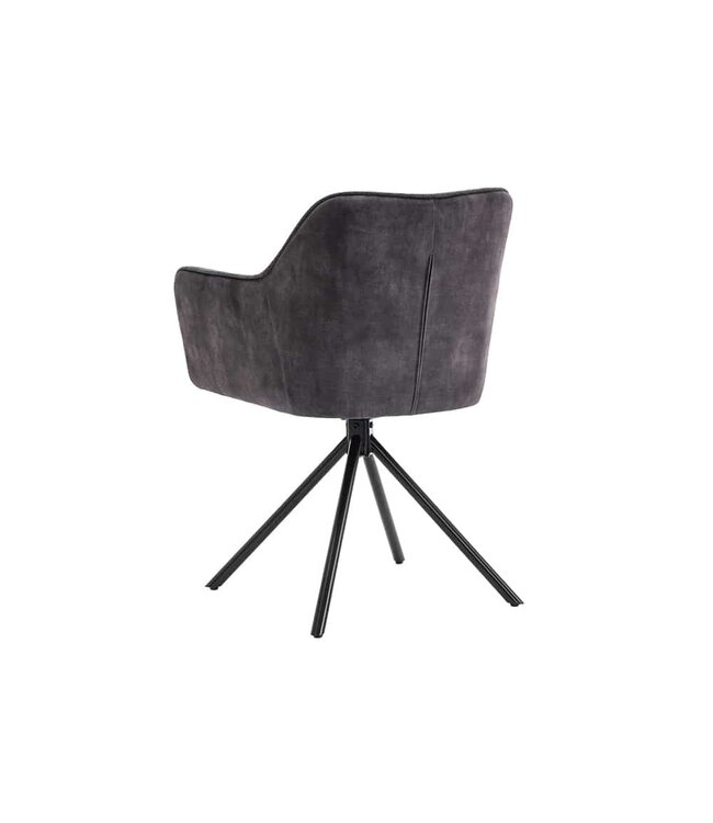 Invicta Interior Bureaustoel VERONA donkergrijs fluweel structuurstof met armleuning zwart metalen poten - 44155