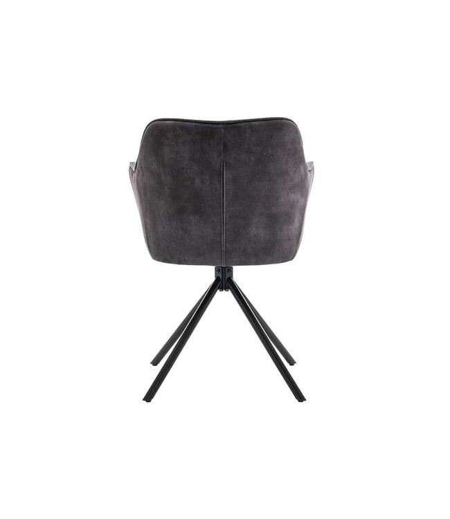 Invicta Interior Bureaustoel VERONA donkergrijs fluweel structuurstof met armleuning zwart metalen poten - 44155