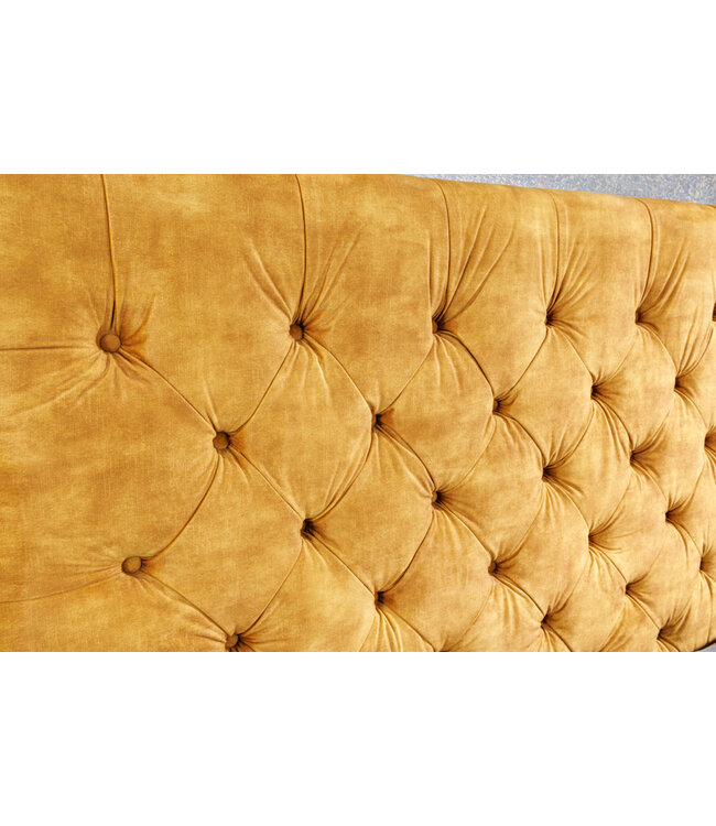 Invicta Interior Queensize tweepersoonsbed PARIS 160x200cm mosterdgeel fluweel Chesterfield design - 41642