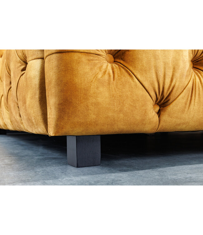 Invicta Interior Queensize tweepersoonsbed PARIS 160x200cm mosterdgeel fluweel Chesterfield design - 41642