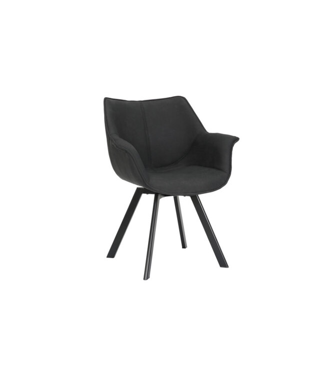 Invicta Interior Bureaustoel THE DUTCH RETRO antiek grijs microvezel met armleuningen Modern Design - 44068