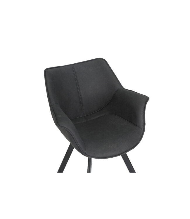 Invicta Interior Bureaustoel THE DUTCH RETRO antiek grijs microvezel met armleuningen Modern Design - 44068