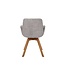Invicta Interior Draaibare design stoel BALTIC grijs bouclé naturel eiken massief houten poten met armleuning - 44200