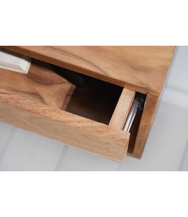 Invicta Interior Hangend nachtkastje AMAZONAS 50 cm lichtbruin acacia massief houten plank met lade - 43934