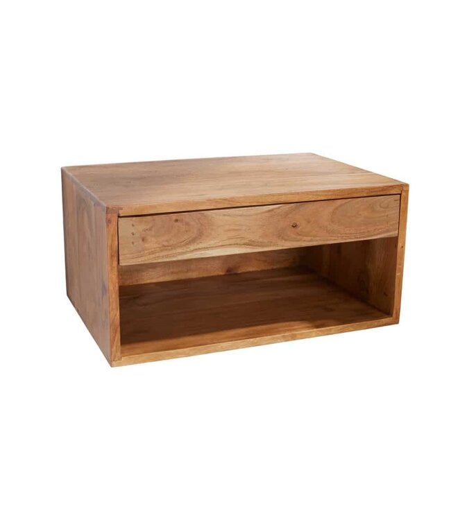 Invicta Interior Hangend nachtkastje AMAZONAS 50 cm lichtbruin acacia massief houten plank met lade - 43934