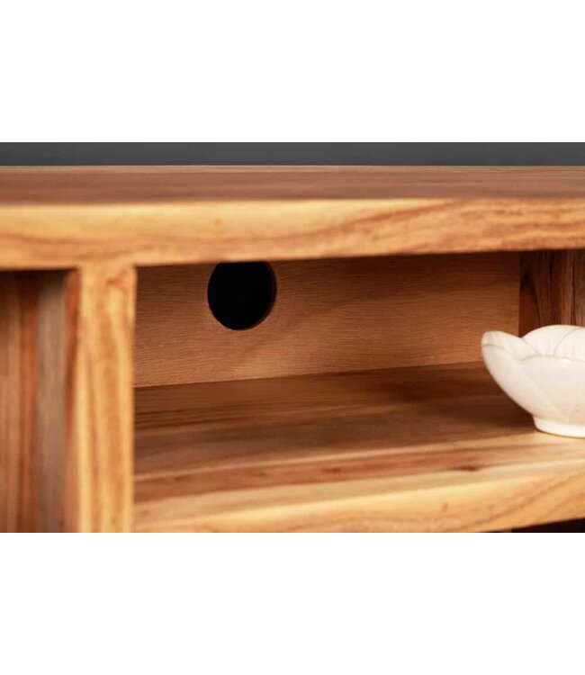 Invicta Interior Hangend tv-meubel AMAZONAS 160cm natuurlijk acacia massief hout boomrand metaal zwart - 43706