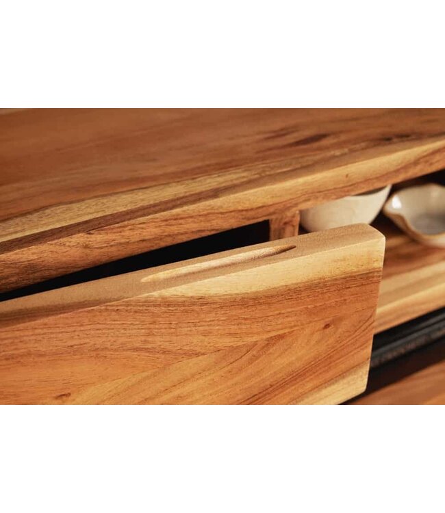 Invicta Interior Hangend tv-meubel AMAZONAS 160cm natuurlijk acacia massief hout boomrand metaal zwart - 43706