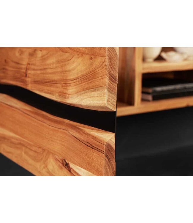 Invicta Interior Hangend tv-meubel AMAZONAS 160cm natuurlijk acacia massief hout boomrand metaal zwart - 43706