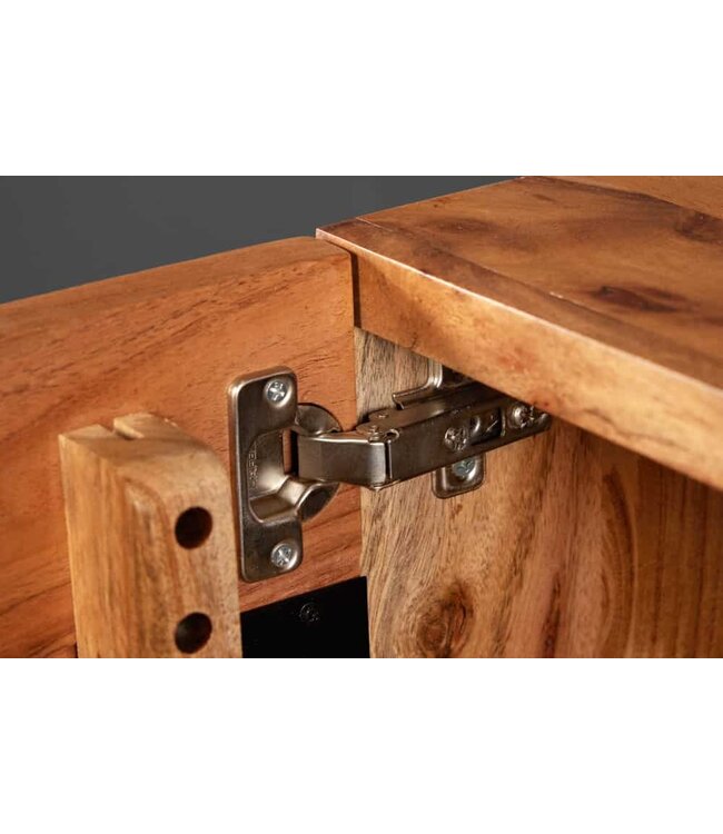 Invicta Interior Hangend tv-meubel AMAZONAS 160cm natuurlijk acacia massief hout boomrand metaal zwart - 43706