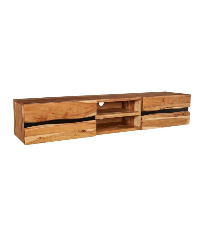 Invicta Interior Hangend tv-meubel AMAZONAS 160cm natuurlijk acacia massief hout boomrand metaal zwart - 43706