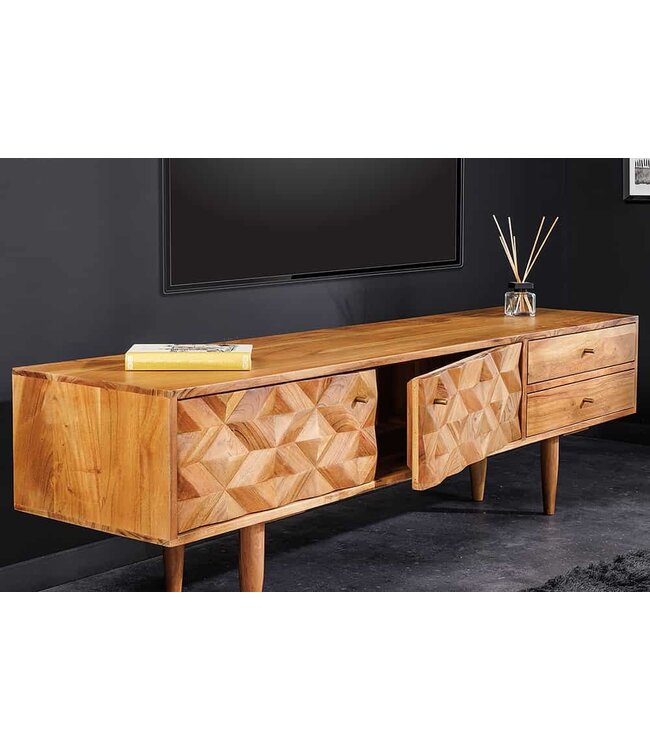 Invicta Interior Massief houten tv-meubel ALPINE 145 cm natuurlijke acacia retro-design honingkleurige afwerking - 43736