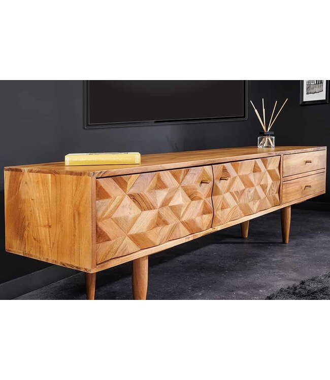 Invicta Interior Massief houten tv-meubel ALPINE 145 cm natuurlijke acacia retro-design honingkleurige afwerking - 43736