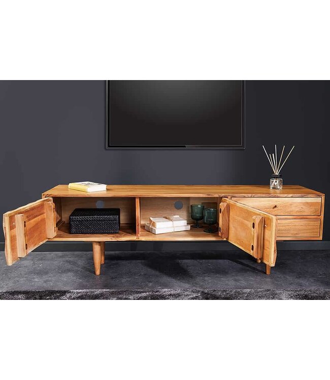 Invicta Interior Massief houten tv-meubel ALPINE 145 cm natuurlijke acacia retro-design honingkleurige afwerking - 43736