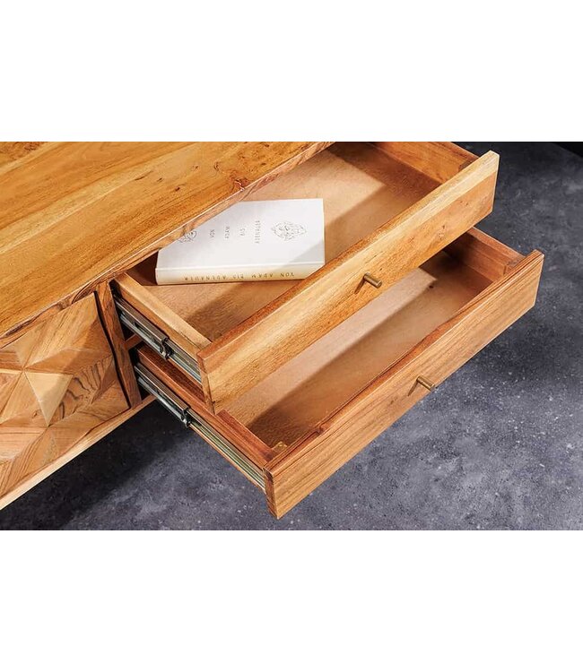 Invicta Interior Massief houten tv-meubel ALPINE 145 cm natuurlijke acacia retro-design honingkleurige afwerking - 43736