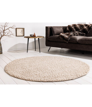 Invicta Interior Designtapijt WOL 150cm beige rond wol handgemaakt - 43056