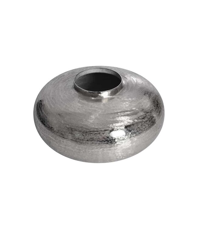 Invicta Interior Moderne decoratieve vaas ABSTRACT ORIENT 35cm zilver rond metaal gehamerd ontwerp - 43509