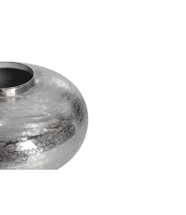 Invicta Interior Moderne decoratieve vaas ABSTRACT ORIENT 35cm zilver rond metaal gehamerd ontwerp - 43509
