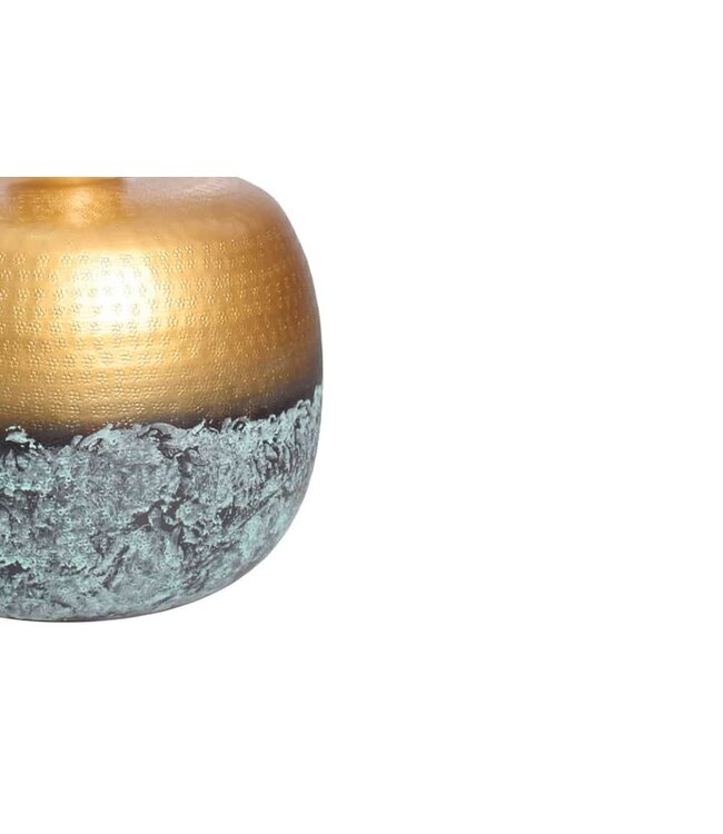 Invicta Interior Handgemaakte decoratieve vaas ABSTRACT ORIENT 40cm goud rond metaal patina - 43511