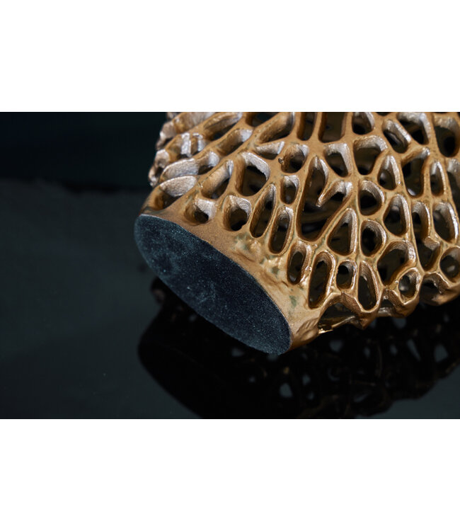 Invicta Interior Filigraan vazen set van 2 ABSTRACT BLAD 40cm goud handgemaakt - 43188