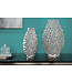 Invicta Interior Filigraan vazen set van 2 ABSTRACT LEAF 40cm zilveren metalen handgemaakte bloemenvaas - 43189
