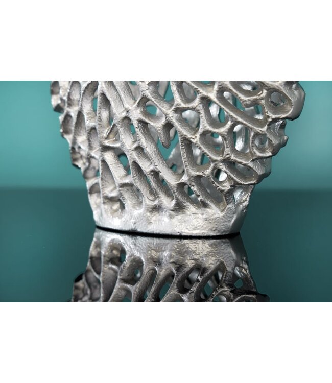 Invicta Interior Filigraan vazen set van 2 ABSTRACT LEAF 40cm zilveren metalen handgemaakte bloemenvaas - 43189