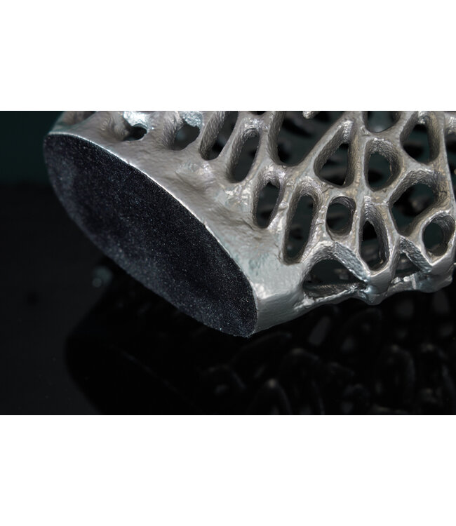 Invicta Interior Filigraan vazen set van 2 ABSTRACT LEAF 40cm zilveren metalen handgemaakte bloemenvaas - 43189