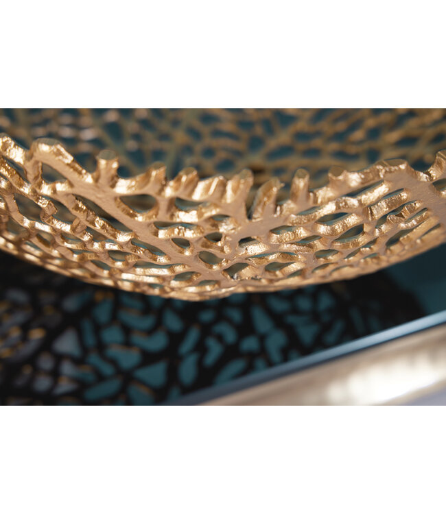 Invicta Interior Filigraan design kom ABSTRACT BLAD 45cm goud handgemaakt - 43190