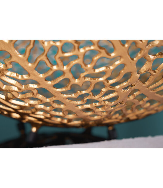 Invicta Interior Filigraan design kom ABSTRACT BLAD 45cm goud handgemaakt - 43190