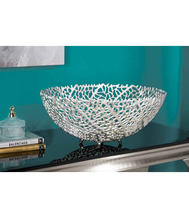 Invicta Interior Filigraan design kom ABSTRACT BLAD 45cm zilver handgemaakt - 43191